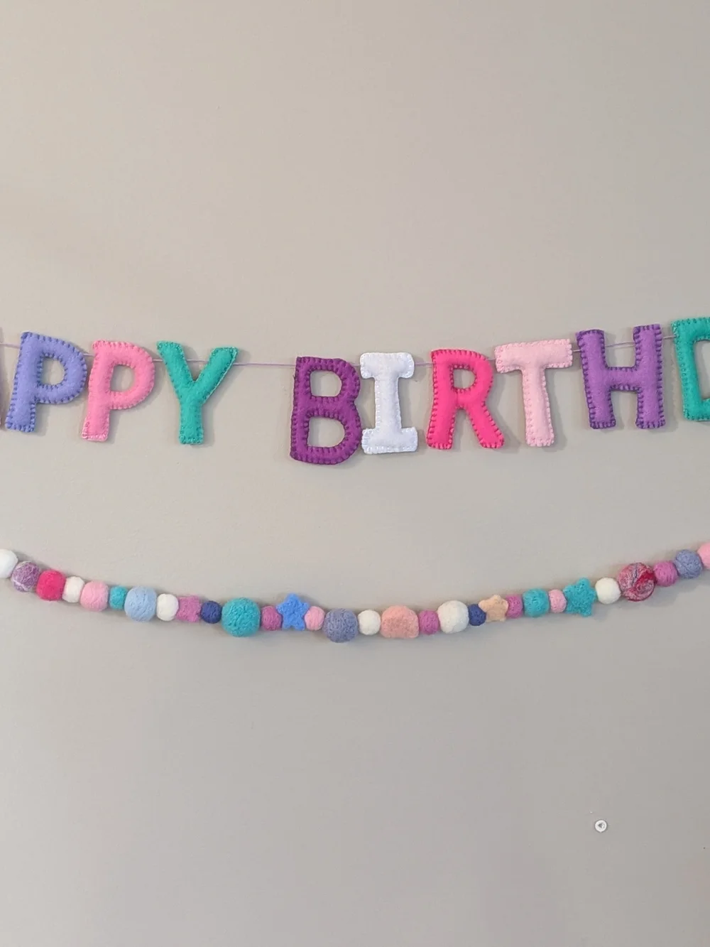 Handmade Happy Birthday Felt Banner - Mermaid Pallette